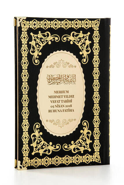 10 Bound Yasin Books - With Name-Specific Plates - Medium Size - 176 Pages - Black Color - Mevlid Gift - 1