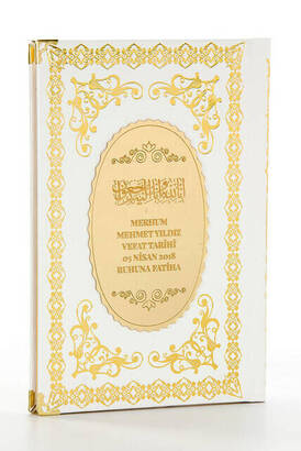 10 Bound Yasin Books - With Name-Specific Plates - Medium Size - 176 Pages - White Color - Mevlid Gift - 1