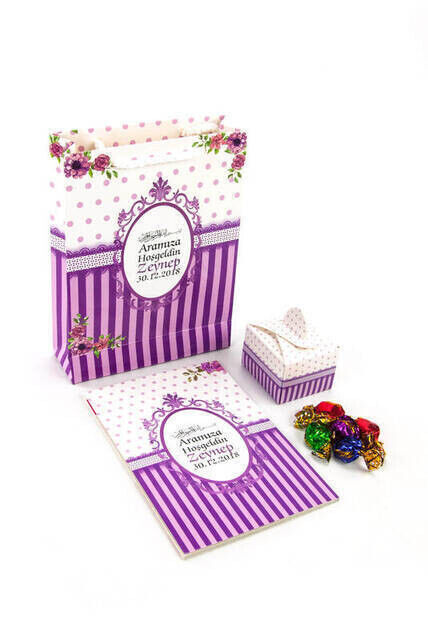 10 PCS - Book of Yasin - Pocket Size - 64 Pages - With Name Label - Candy - With Cardboard Bag - Purple Color - Mevlid Gift - 3