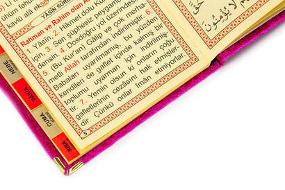 10 PCS - Economic Velvet Covered Yasin Book - Bag Size - Fuchsia Color - Religious Gift - 3