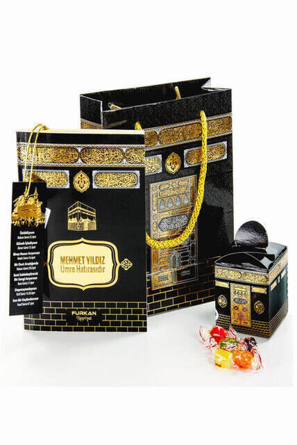 10 PCS - Yasin Set - Bag Size - 128 Pages - With Nameplate - With Bag - With Candy - With Cardboard Bag - In Kaaba Look - Community Gift - 1