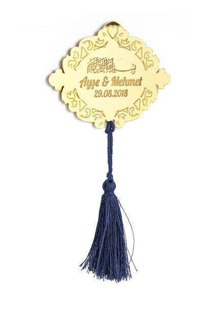 10 Pieces Gift Mirrored Plexi Magnet Wardrobe Ornament Navy Blue Tassel - 1