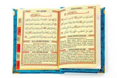 10 Pieces Special Gift Velvet Covered Yasin Book - Bag Size - Name Special Plate - Prayer Rug - Rosary - Boxed - Petrol - 5