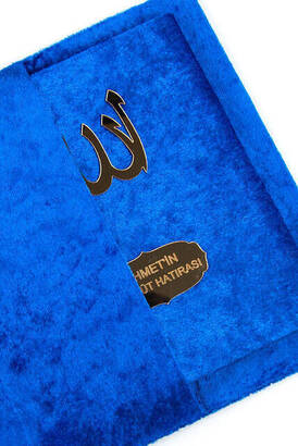 10 Pieces Velvet Covered Yasin Book - Bag Size - Name-Specific Plate - Rosary - Sachet - Boxed - Dark Blue Color - Mevlit Gift - 3