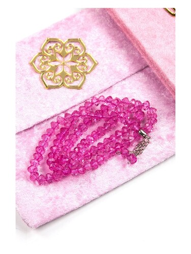 10 Pieces Velvet Covered Yasin Book - Bag Size Rosary - Sachet - Boxed - Pink Color - Mevlit Gift - 2