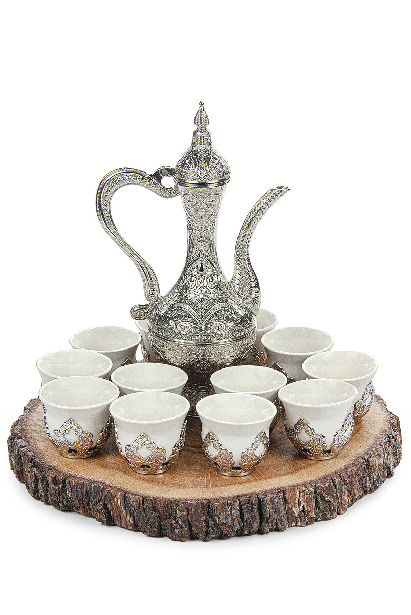 14 Piece Zamzam Glass and Cup Set with Silver Color Tray - 3