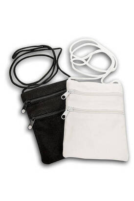 2 Pieces Neck Strap Money Bag (Double Eyes) Black and White - 1