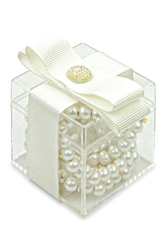 5 Pieces 99 Pearl Rosary with Decorative Mica Box - White - 2