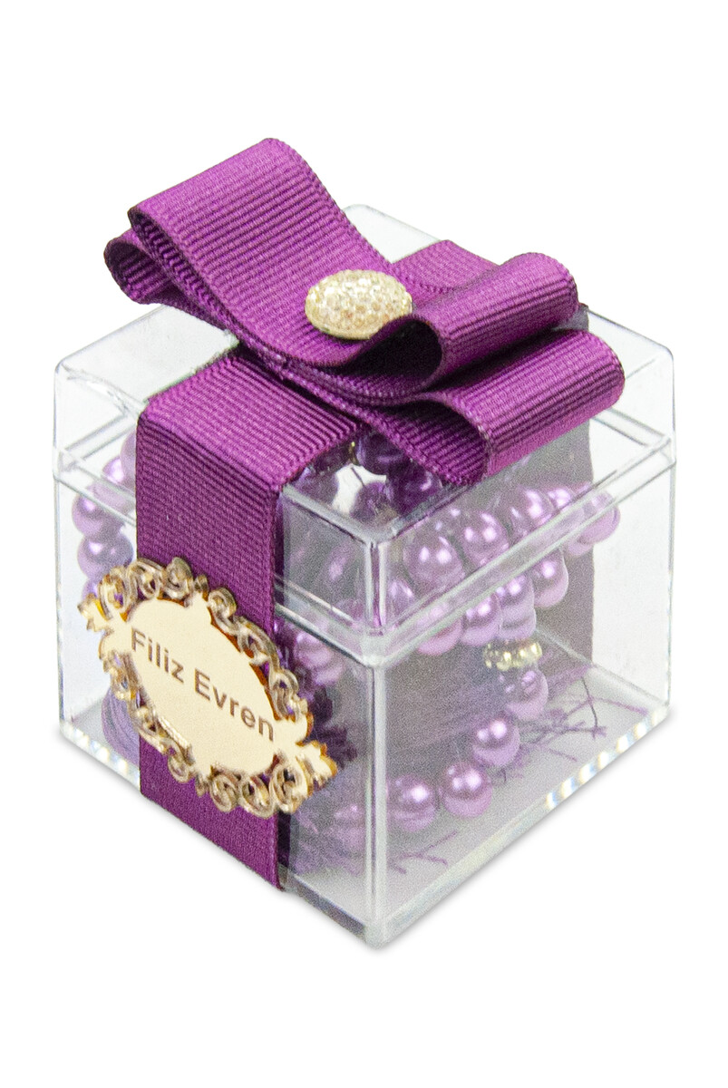 5 Pieces Gift Name Special Decorative Mica Boxed 99 Pearl Rosary - Purple - 2