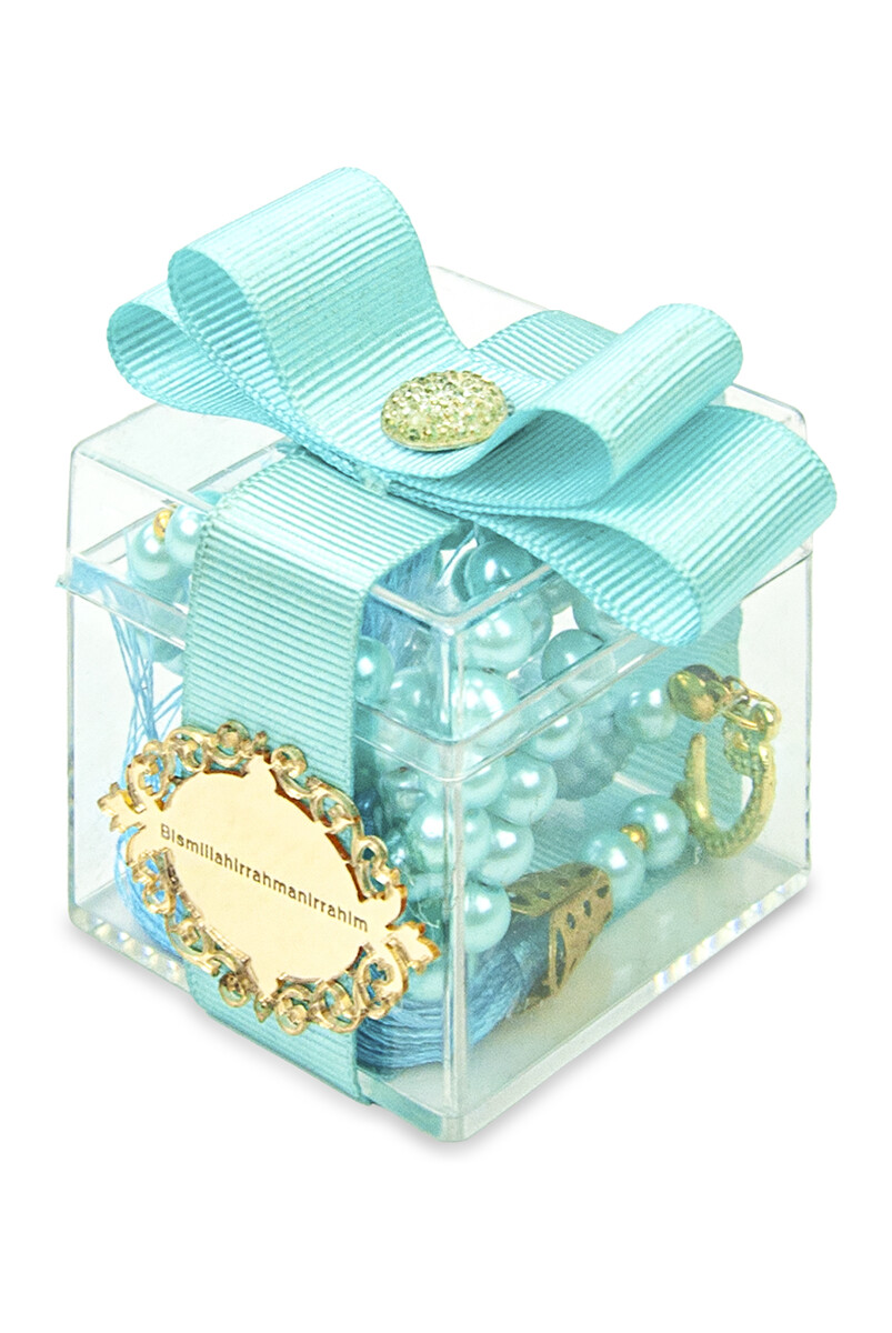 5 Pieces Gift Name Special Decorative Mica Boxed 99 Pearl Rosary - Turquoise - 2