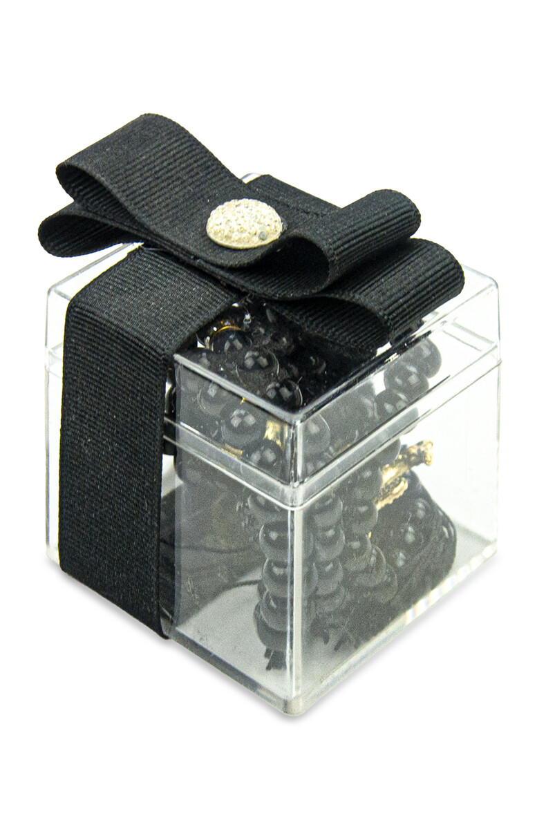 5 Pieces of 99 Pearl Rosary with Decorative Mica Box - Black - 2