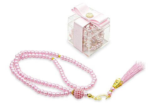 5 Pieces of 99 Pearl Rosary with Decorative Mica Box - Pink - 1