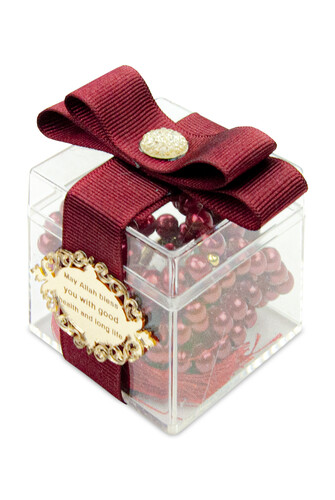 5 Pieces of 99 Pearl Rosary with Mica Box, Special for Name, Special for Gifts - Red - 2