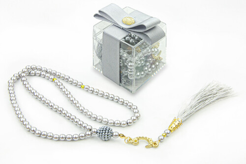 5 Pieces of 99 Pearl Rosary with Mica Box, Special for Names, Special for Gifts - Gray - 1