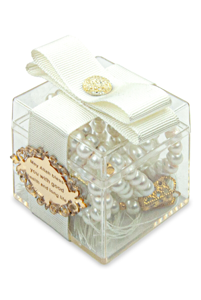 5 Pieces of 99 Pearl Rosary with Mica Box, Special for Names, Special for Gifts - White - 2