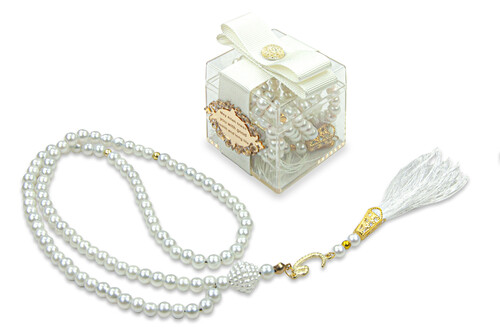 5 Pieces of 99 Pearl Rosary with Mica Box, Special for Names, Special for Gifts - White - 1