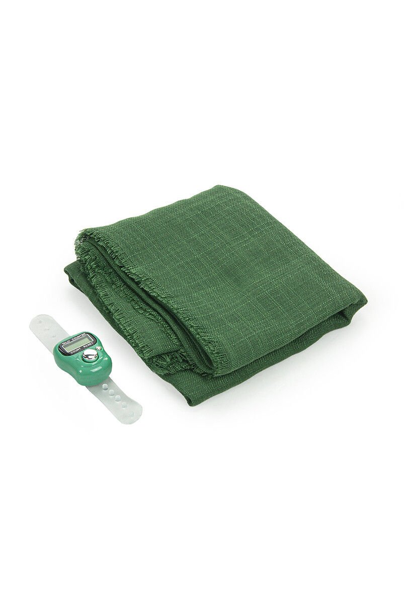 5 Pieces Tulle Pouch Cotton Mevlüt Cloth and Chanting Counter Set Green - 3