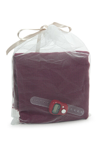 5 Pieces Tulle Pouch Cotton Mevlüt Cloth and Zikrmatik Counter Set Claret Red - 2