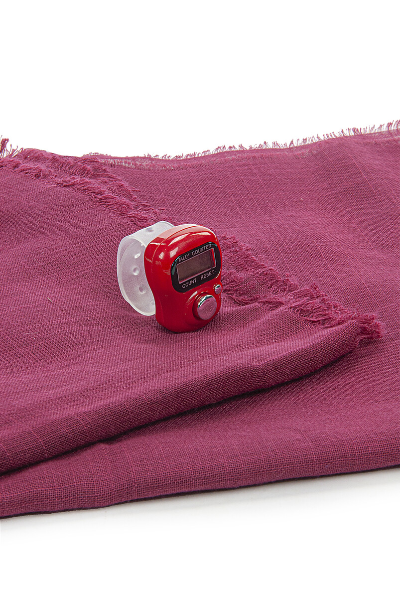 5 Pieces Tulle Pouch Cotton Mevlüt Cloth and Zikrmatik Counter Set Claret Red - 4