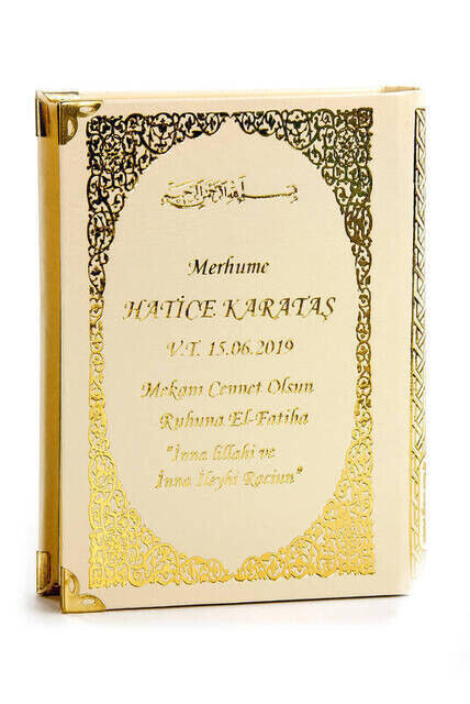 50 PCS - Name Printed Hardcover Book of Yasin - Bag Size - 208 Pages - Cream Color - Mevlit Gift - 1