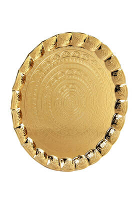 6 Person Wavy Round Hair Tray Gold - 1