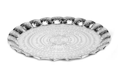 6 Person Wavy Round Hair Tray Silver Color - 4