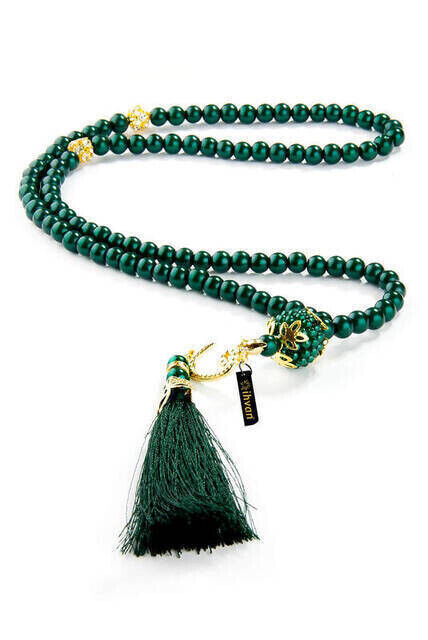  99 pcs Pearl Tasbih with Vavlı Tughra - Green - 1