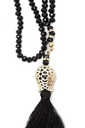 99 Piece Crystal Hajj Umrah Gift Rosary with Tulip Patterned Tassel - 6mm Black-3141 - 2