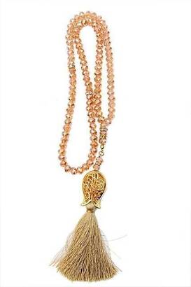 99 pieces Crystal Hajj Umrah Gift Prayer Beads with Tulip Patterned Tassel - 8mm Gold-3130 - 1