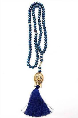 99 pieces Crystal Hajj Umrah Gift Prayer Beads with Tulip Patterned Tassel - 8mm Navy Blue - 1