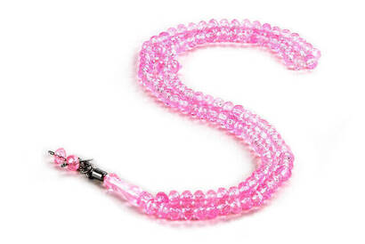 99 pieces Hajj Umrah Gift Prayer Beads with Crystal Look 10 Pieces - Pink - 1