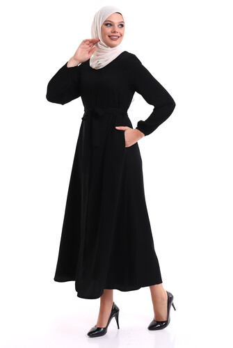 Abaya Black Plain Belt 2741-22 - 3