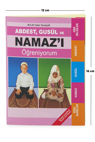 Abdest, Gusül ve Namazı Öğreniyorum Kitabı - Çanta Boy - Pembe - M.E.B Tavsiyelidir 