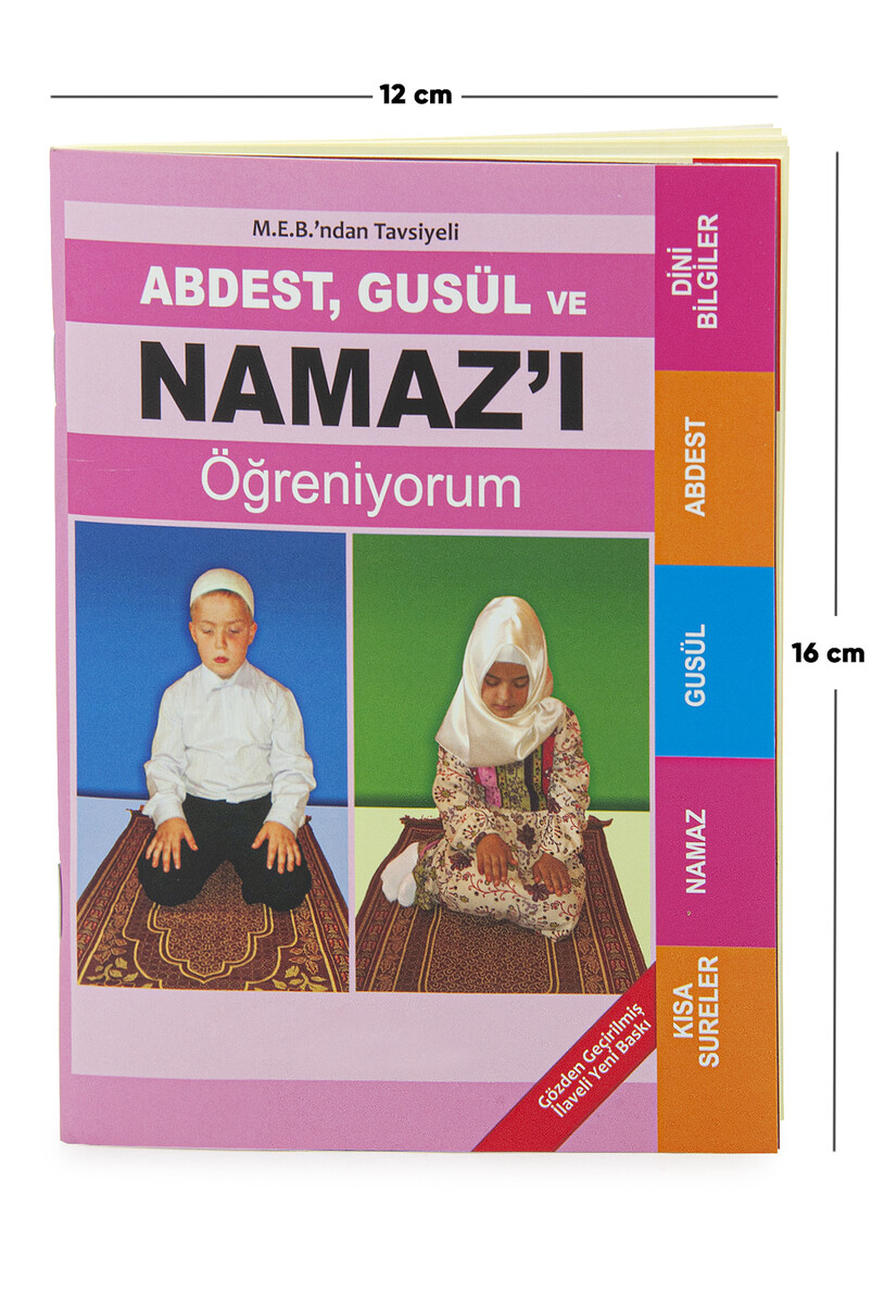 Abdest, Gusül ve Namazı Öğreniyorum Kitabı - Çanta Boy - Pembe - M.E.B Tavsiyelidir - 1