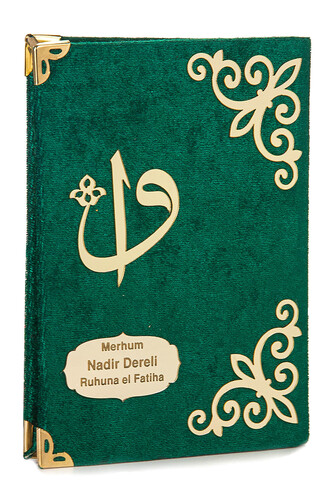 Adife Covered Yasin Book - Bag Size - Name-Specific Plate - Rosary - Boxed - Green Color - Mevlid Gift - 1