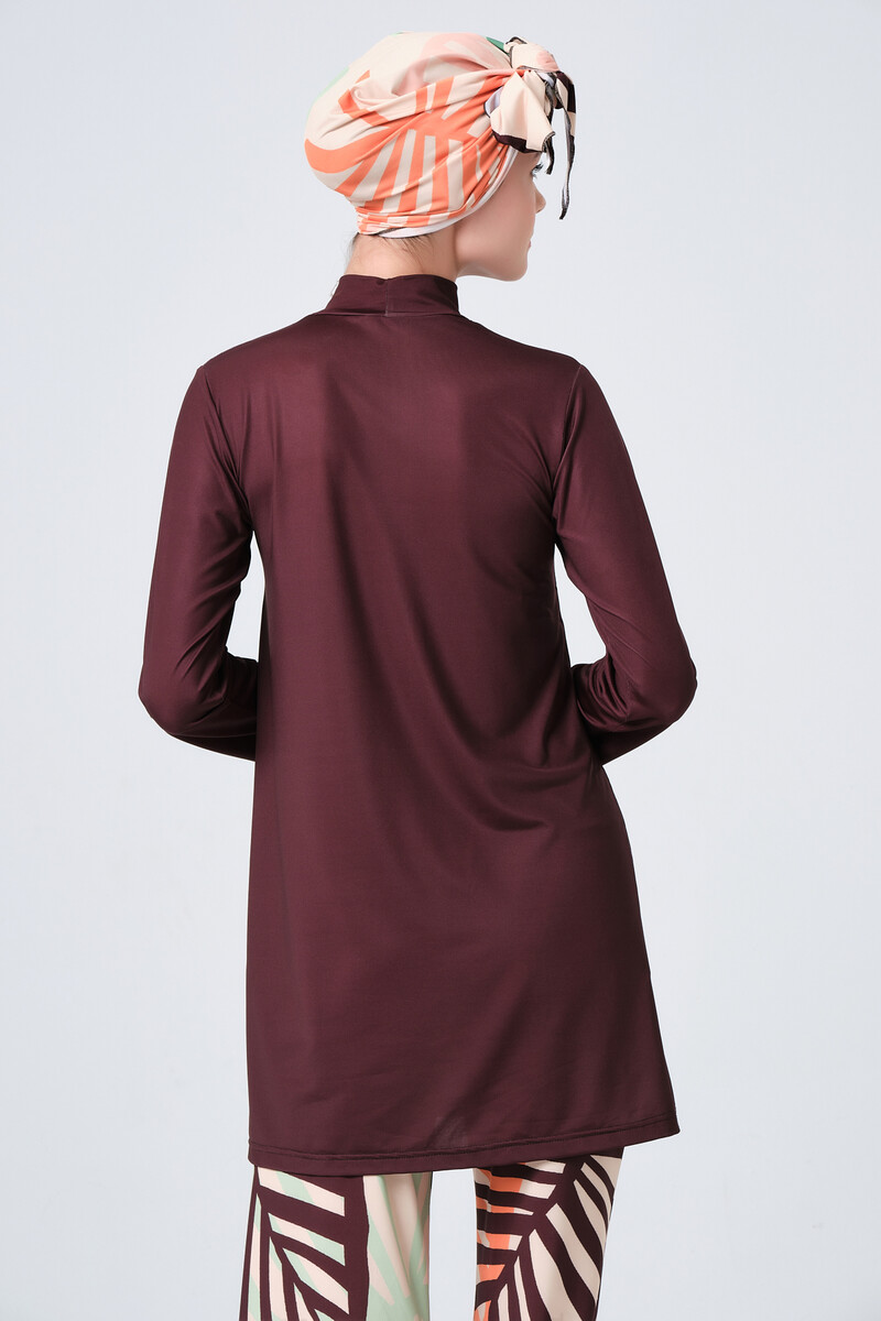 Alfasa Toprak Fully Covered Hijab Swimsuit 23670-23 Brown - 7