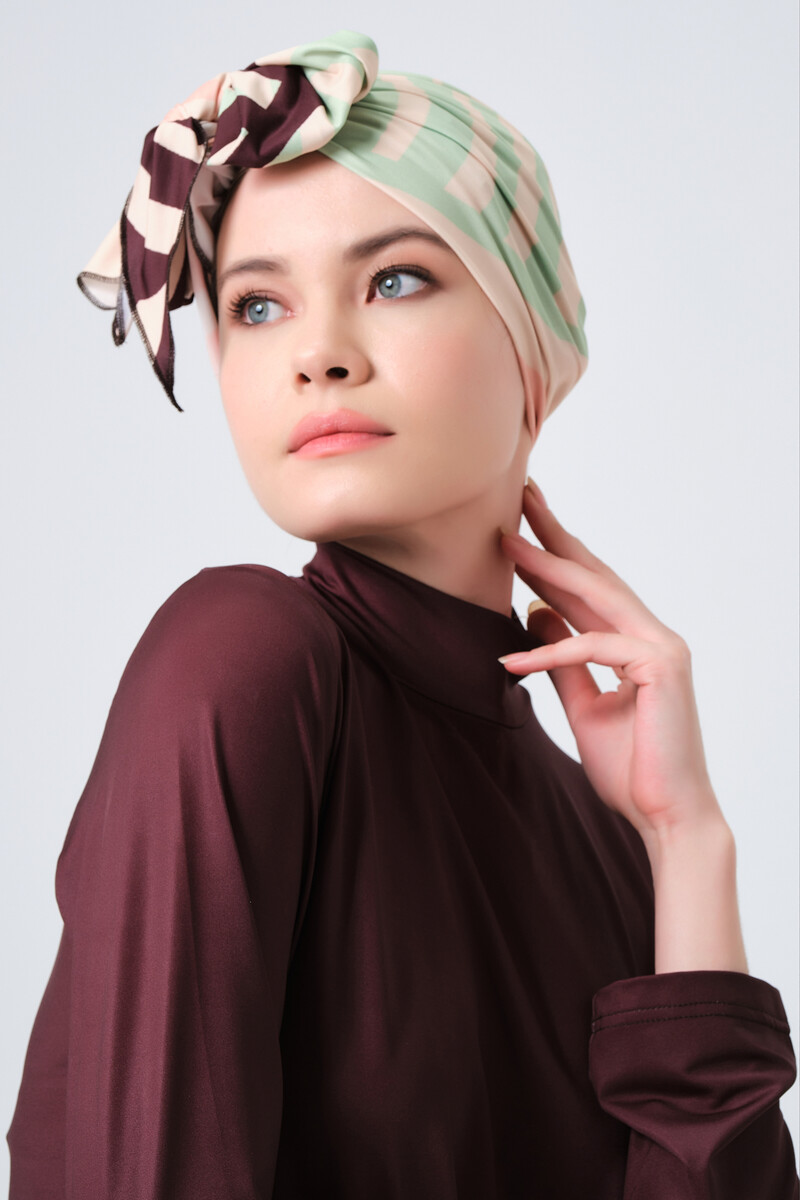 Alfasa Toprak Fully Covered Hijab Swimsuit 23670-23 Brown - 8