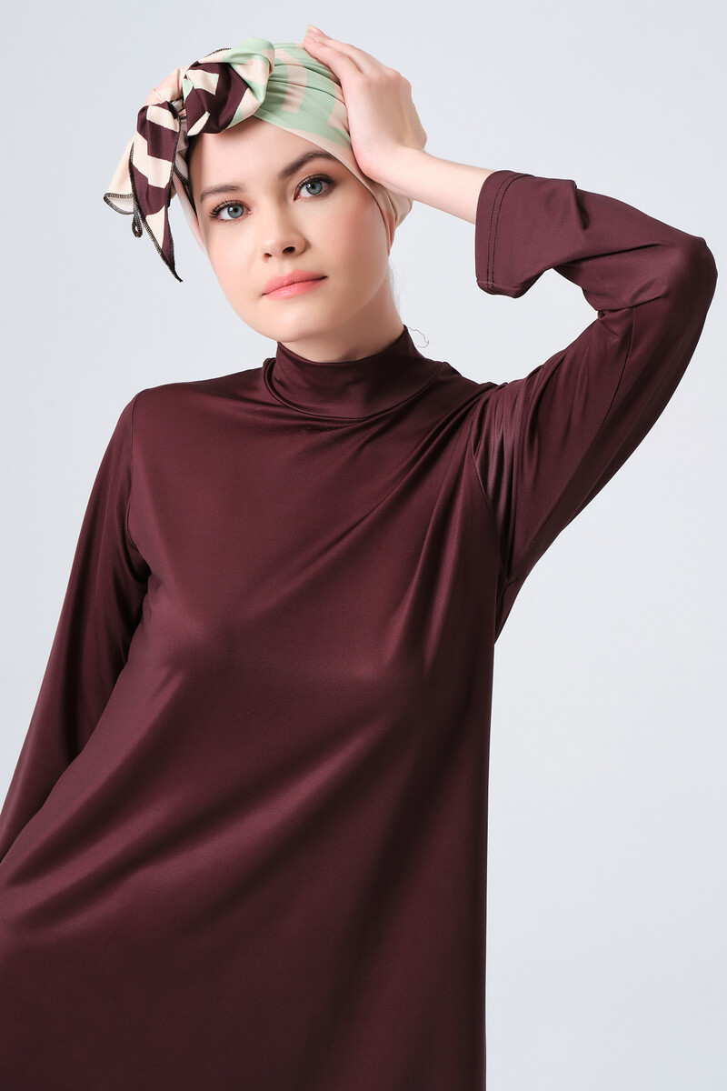 Alfasa Toprak Fully Covered Hijab Swimsuit 23670-23 Brown - 9