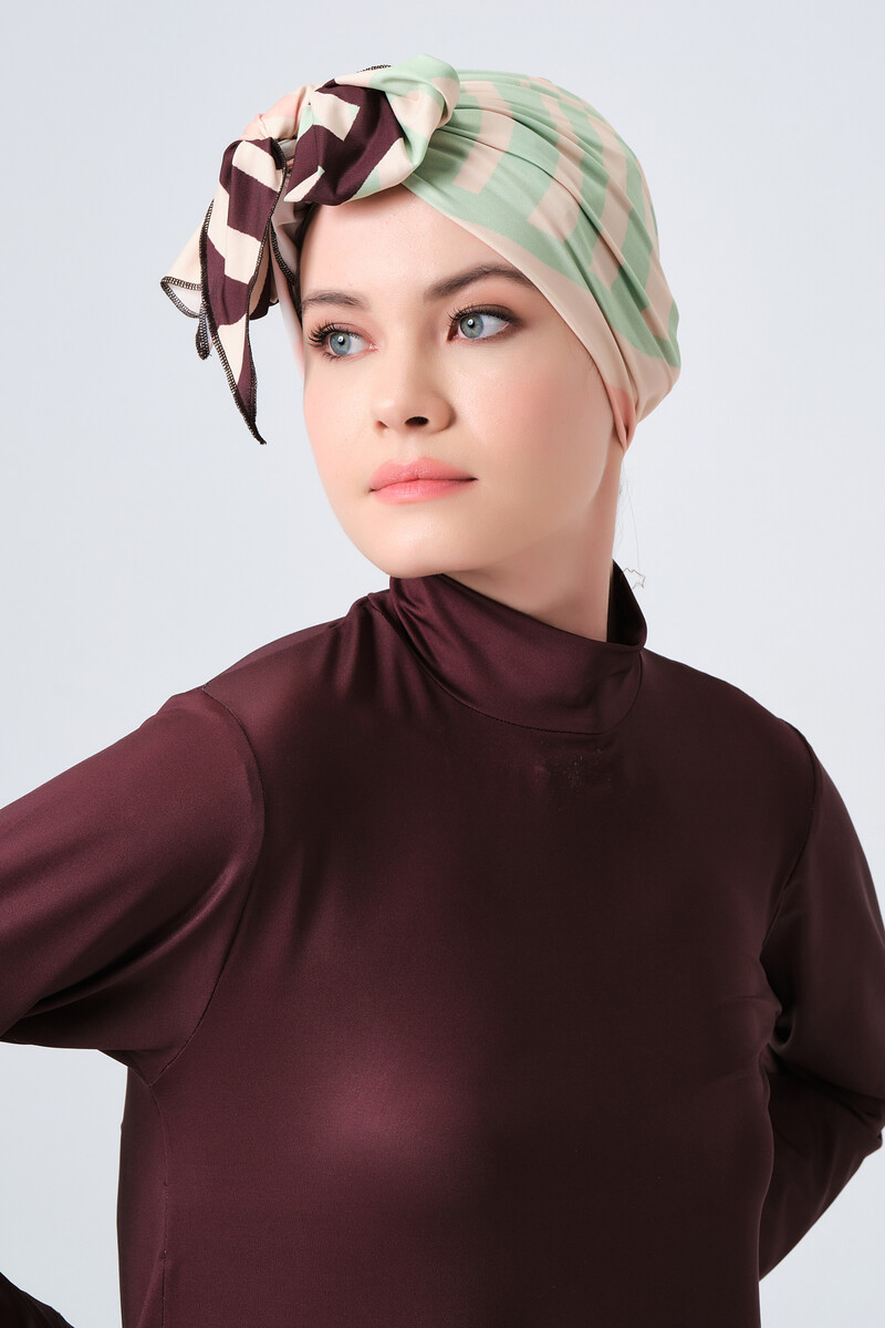 Alfasa Toprak Fully Covered Hijab Swimsuit 23670-23 Brown - 10