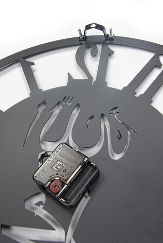 Allah and Muhammad Inscribed Metal Wall Clock - Black - 3