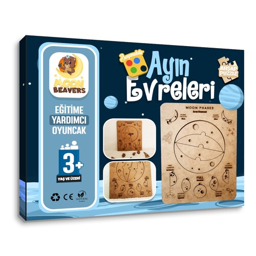 Ayın Evreleri Puzzle - İngilizce ve Türkçe - Eğitici Oyuncak - 3 Yaş ve Üzeri Eğitime Yardımcı Oyuncak - 1