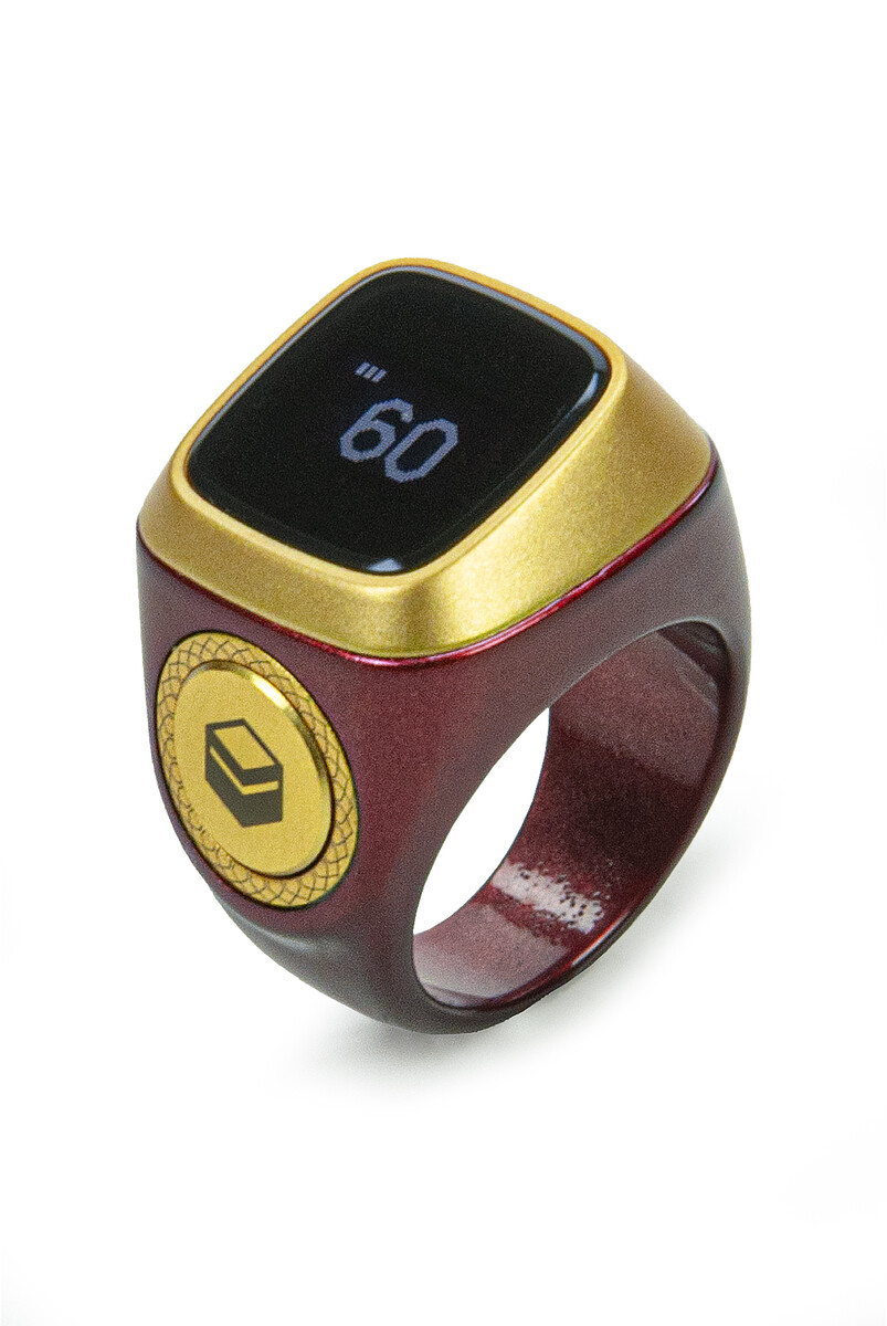 Azan Reading Digital Ring Rosary Zikirmatik - Claret Red - 2