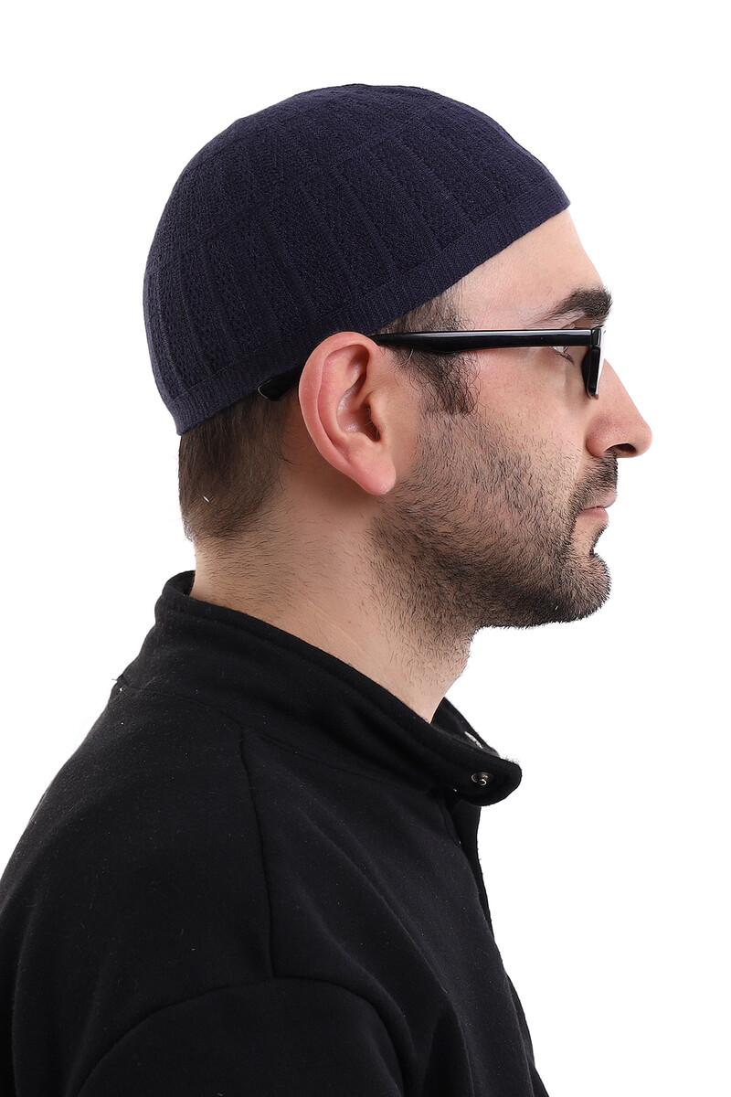 Bamboo Prayer Cap - Navy Blue - 5