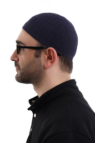 Bamboo Prayer Cap - Navy Blue - 6