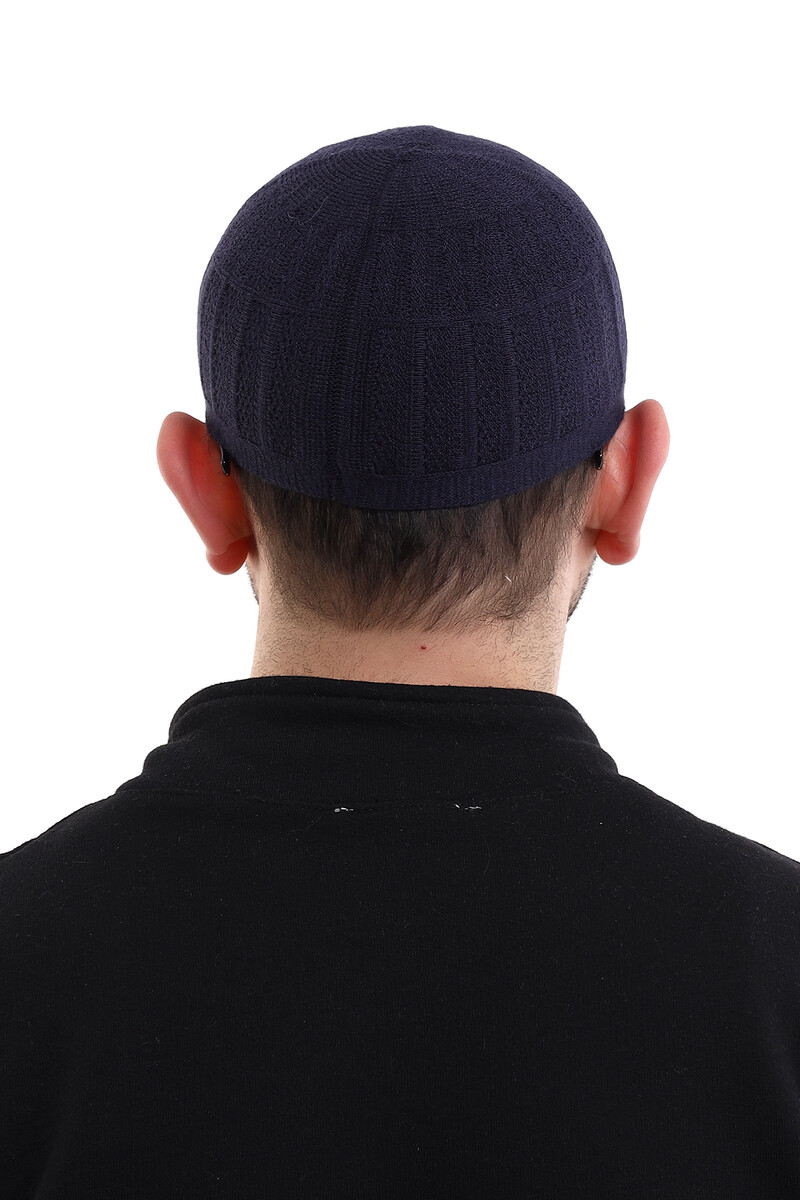 Bamboo Prayer Cap - Navy Blue - 7