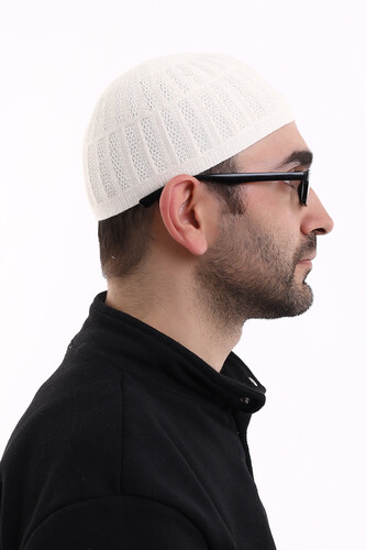 Bamboo Prayer Cap - White - 5