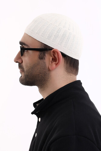 Bamboo Prayer Cap - White - 6