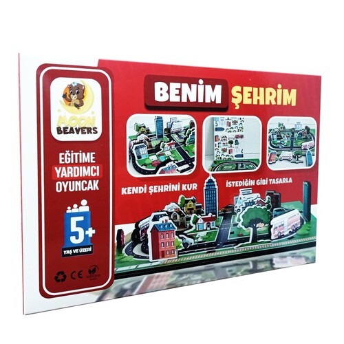 Benim Şehrim Maketi - Ahşap Figür ve Maket - Eğitici Oyuncak - 5 Yaş ve Üzeri Eğitime Yardımcı Oyuncak - 1