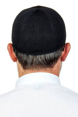 Berra Çelik Knitted Lace Prayer Cap Black 1 Piece - 3