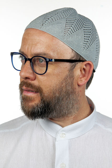 Berra Çelik Knitted Lace Prayer Cap Gray 1 Piece - 1